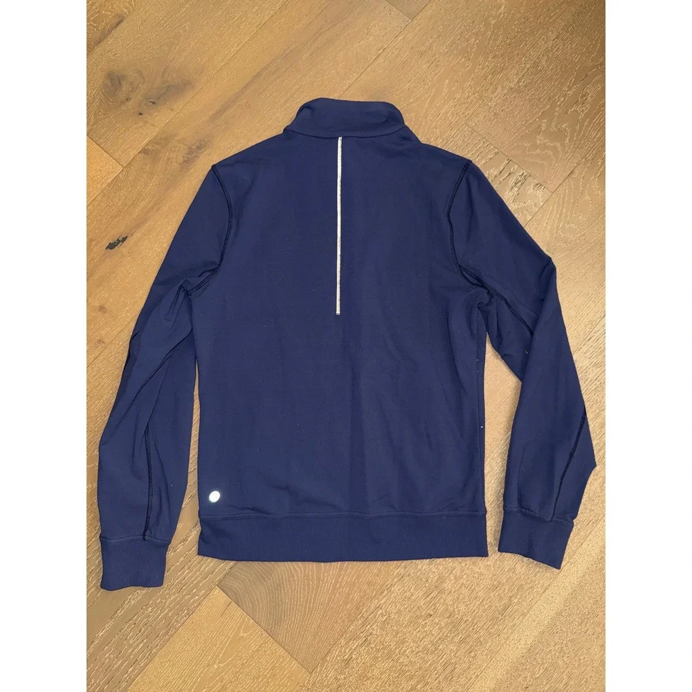 Lululemon Sojourn Jacket Mens Small Navy Blue Full Zip Mock Neck Track Jacket
